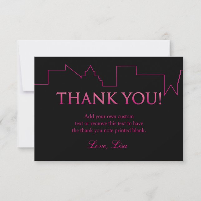 Pink and Black, City | Thank You Cards (Front)