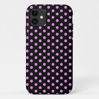 Pink and Black Colour Polka Dots iPhone 11 Case