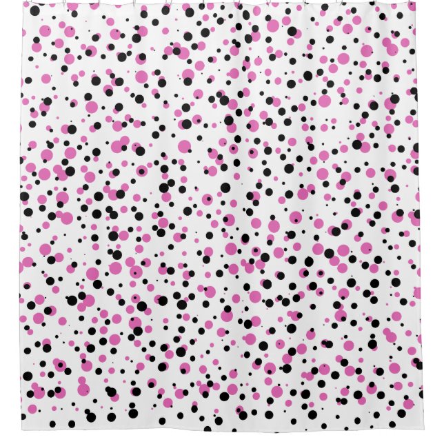 Pink and Black Confetti Dots Pattern on White (Front)