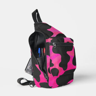 Pink and Black Cow Print Sling Bag