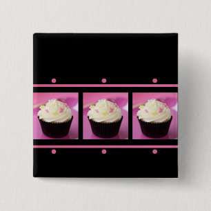 Pink and Black Cupcake Business Products 2 Inch Square Button