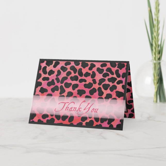 Pink and Black Dalmatian Pattern Thank You (Front)