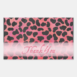 Pink and Black Dalmatian Pattern Thank You Sticker