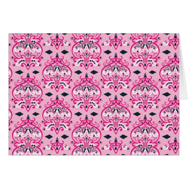 Pink and Black Damask (Front Horizontal)