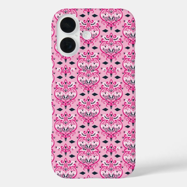 Pink and Black Damask Case-Mate iPhone Case (Back)
