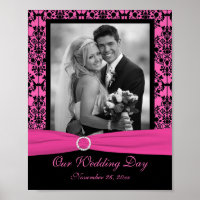 Pink and Black Damask Photo Frame Insert