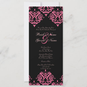 Pink and Black Damask Wedding Invitation