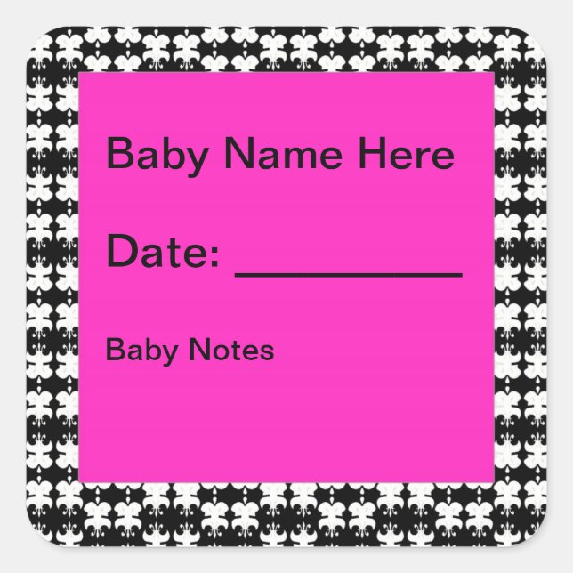 Pink and Black Daycare Labels (Front)