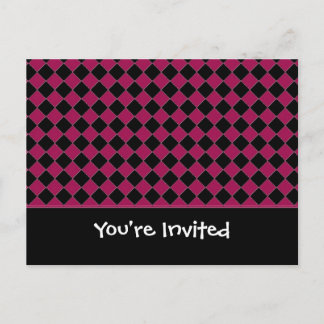 Pink and Black Diamond Invitation Postcard