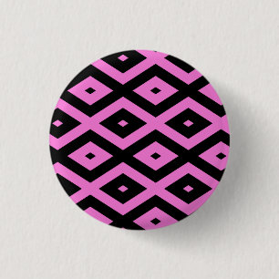Pink and black diamond pattern 1 inch round button