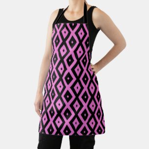 Pink and black diamond pattern apron