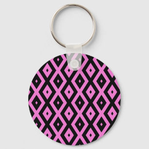 Pink and black diamond pattern keychain