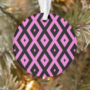 Pink and black diamond pattern ornament