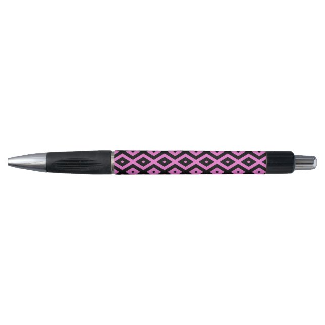 Pink and black diamond pattern pen (Front)
