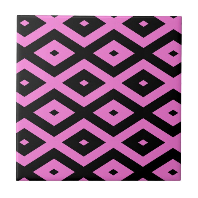 Pink and black diamond pattern tile (Front)