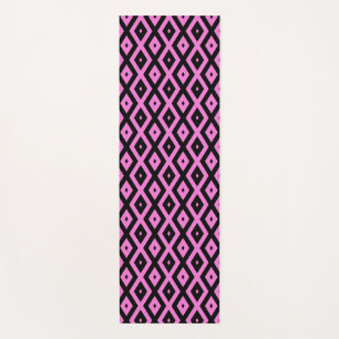 Pink and black diamond pattern yoga mat