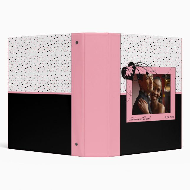 Pink and Black Dots Wedding Album Binder (Background)