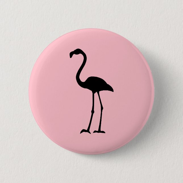 Pink and Black Flamingo 2 Inch Round Button (Front)