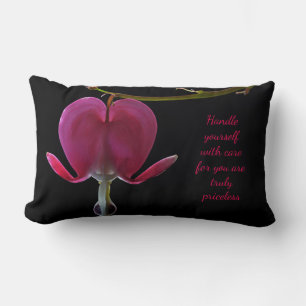 Pink and Black Floral encouragement Lumbar Pillow