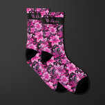 Pink and Black Floral Monogram Socks<br><div class="desc">Make a stylish statement with our Pink and Black Floral Monogram Socks. The combination of pink and black, along with the floral monogram design, creates a bold and charming look. Don't miss the opportunity to explore our matching neck tie to complete your ensemble.</div>