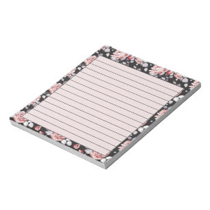 Pink and black floral notepad