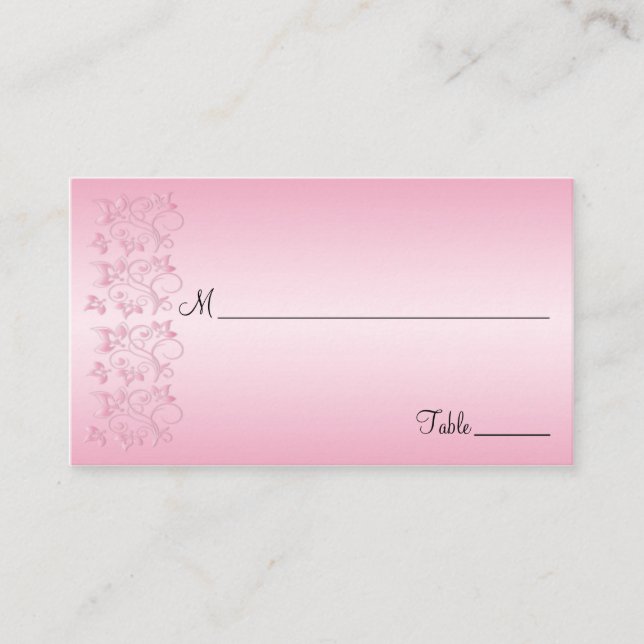Pink and Black Floral Placecards (Front)