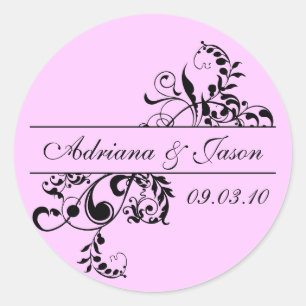 Pink and Black Flourish Monogram Sticker