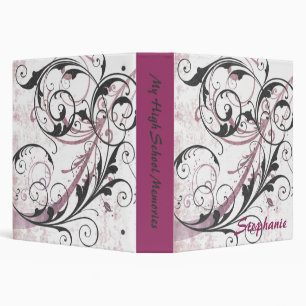 Pink and Black Flourishes Scrapbook Binder