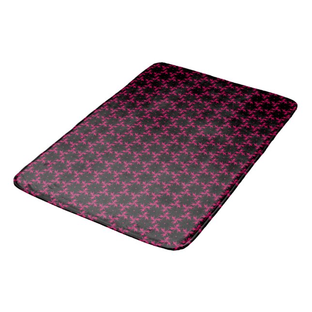 Pink and Black Flower Cluster  Bath Mat (Angled)