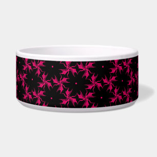 Pink and Black Flower Cluster Ceramic Pet Bowl