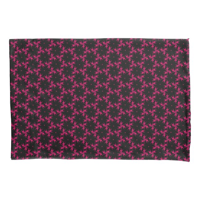 Pink and Black Flower Cluster  Pillowcase (Front)