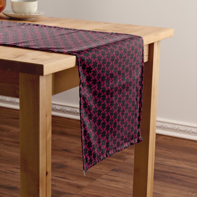 Pink and Black Flower Cluster  Short Table Runner (In Situ)