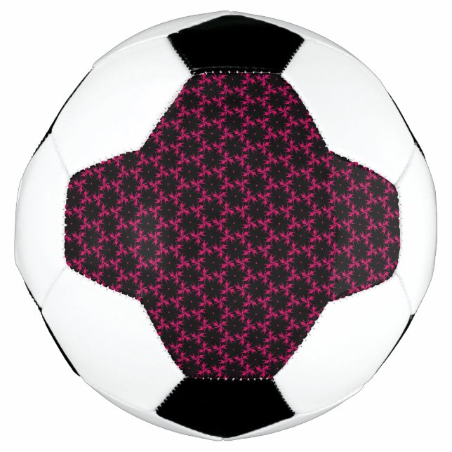 Pink and Black Flower Cluster Soccer Ball (Front)