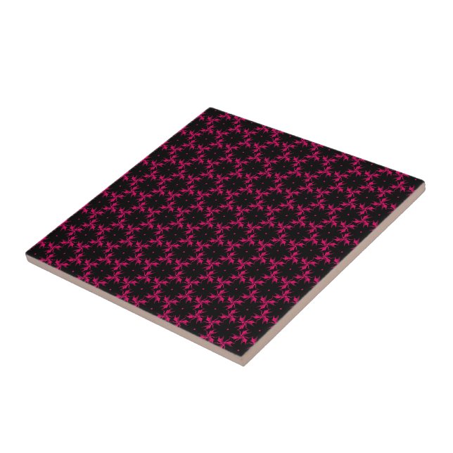 Pink and Black Flower Cluster Tile (Side)