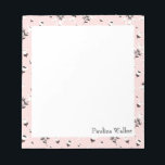 Pink and Black Flower Drawing Pattern Name Notepad<br><div class="desc">A pretty pattern of flowers in pink,  black,  and white,  personalized with your name. Please contact me with any questions or requests.</div>