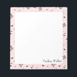 Pink and Black Flower Drawing Pattern Name Notepad<br><div class="desc">A pretty pattern of flowers in pink,  black,  and white,  personalized with your name. Please contact me with any questions or requests.</div>