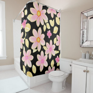 Pink and Black Flower Pattern 