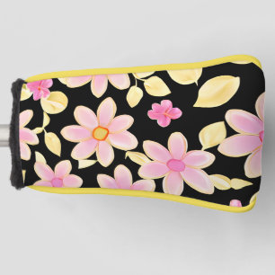 Pink and Black Flower Pattern  Golf Head Cover