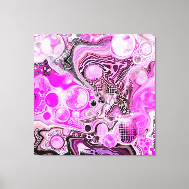 Pink and Black Fluid Art Canvas Print (Front)