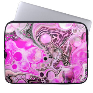 Pink and Black Fluid Art    Laptop Sleeve