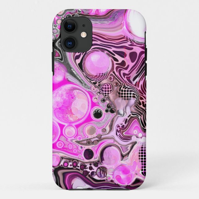 Pink and Black Fluid Art Pour Painting Effect   Case-Mate iPhone Case (Back)
