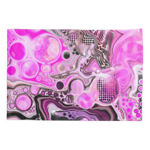 Pink and Black Fluid Art Pour Painting Effect Pillowcase