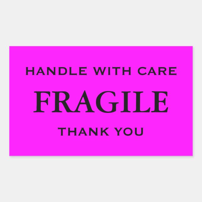 Pink and Black Fragile Handle with Care Thank you. Sticker (Front)