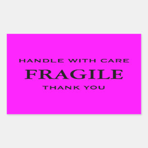 Pink and Black Fragile Handle with Care Thank you. Sticker