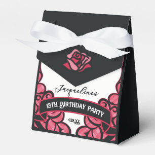 Pink and Black Gated Rose Princess Birthday Favor Box