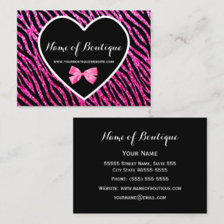 Pink and Black Glam Zebra FAUX Glitz Boutique Business Card