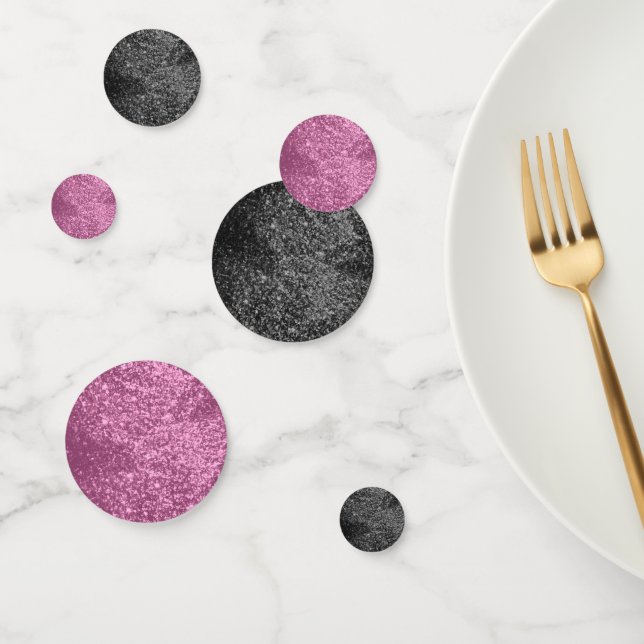 Pink and Black Glitter Confetti (Group)