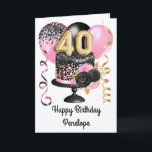Pink and Black Gold 40th Birthday Card<br><div class="desc">Personalized gold,  pink and black birthday cake 40th birthday card for her. The front can be easily personalized with her name as well as the inside card message. This beautiful pink and black 40th birthday card would make a wonderful keepsake for her.</div>