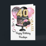 Pink and Black Gold 40th Birthday Card<br><div class="desc">Personalized gold,  pink and black birthday cake 40th birthday card for her. The front can be easily personalized with her name as well as the inside card message. This beautiful pink and black 40th birthday card would make a wonderful keepsake for her.</div>