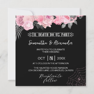 Pink and Black Gothic Wedding Invitation